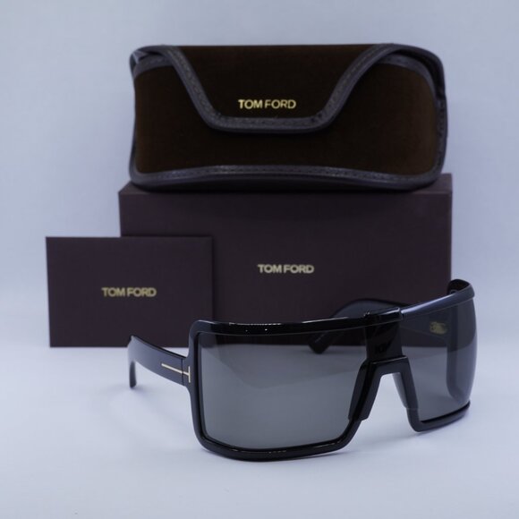 Tom Ford Parker FT1118 01A Sunglasses Black Shield Frame, Smoke Lenses